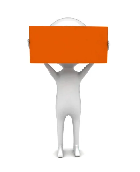 Mann Mit Orangefarbener Tafel Der Hand Rendering — Stockfoto