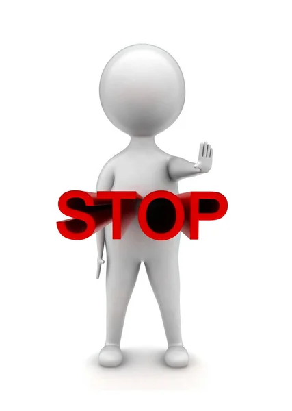 Mann Macht Stop Geste Mit Hand Text Stop Projiziertes Konzept — Stockfoto