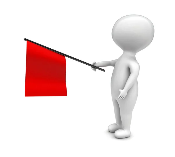 Man Waving Red Flag Concept Rendering — Stock Photo, Image