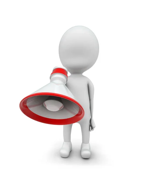 3D adam elinde hoparlörle yürüyor