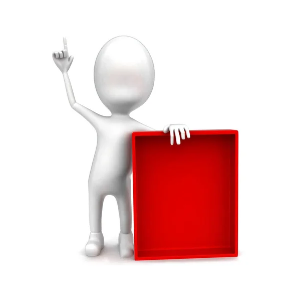 赤い箱の概念を提示する3D男 — ストック写真