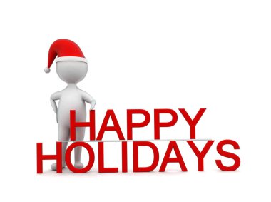 3D adam Noel Baba şapkası takıyor ve iyi bayramlar diliyor. 