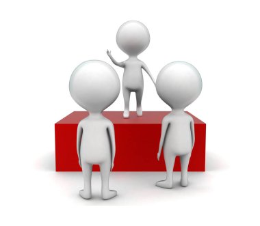 Halka açık bir konuşma / toplantı konseptinde 3D kişiler - 3D yorumlama 