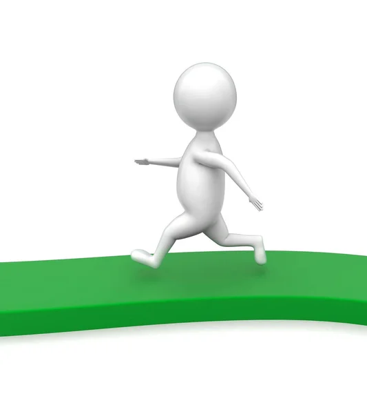 3D adam yeşil yolda koşuyor - 3D görüntüleme 