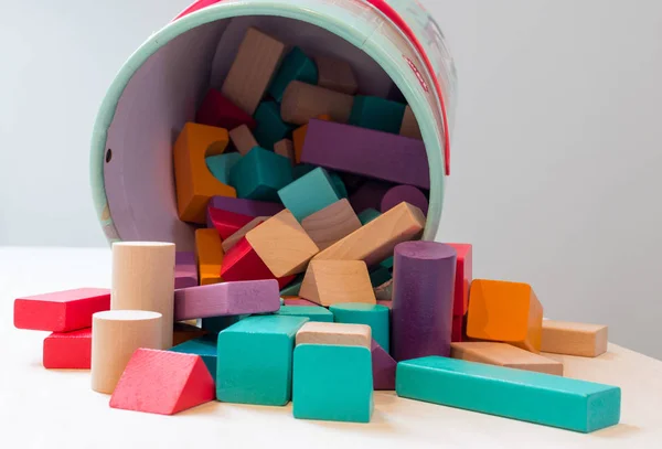 Giocattoli Blocchi Mattoni Legno Multicolore Bambini Colorati Pezzi Gioco Costruzione — Foto Stock