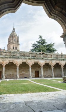 Manastır üniversite daha küçük okulların Salamanca Katedrali'nin çan kulesi görünümünü