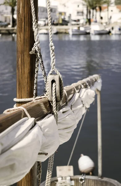 Gros Plan Bateau Pêche Traditionnel Dans Port Fornells Minorque Îles — Photo