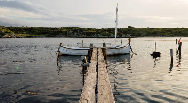 Traditional Fishing Boats Gangway Sunset Summer Day Menorca Balearic Islands — Stock Photo, Image