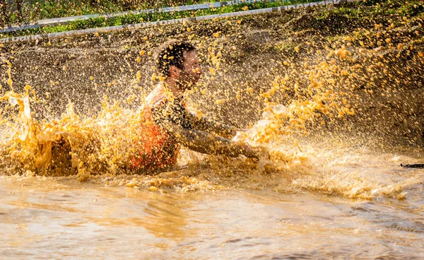 Gijon Asturie Spagna Febbraio 2019 Una Spruzzata Corridore Dopo Essere — Foto Stock