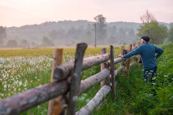 Fotógrafo Viajes Tomando Fotos Paisaje Campo — Foto de Stock