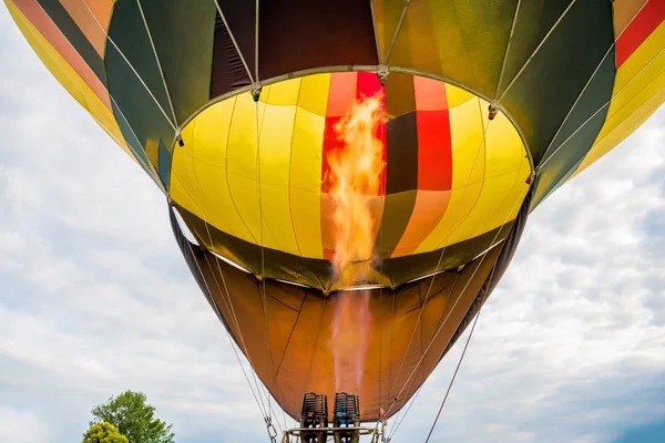 Detailní Záběr Plamene Hořáku Horkovzdušný Balón — Stock fotografie