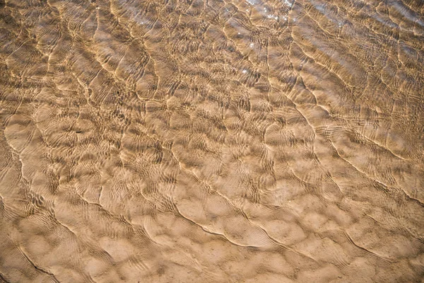 Sand Background Texture Water Transparent Water Ripple Sand Waves Sunlight — Stock Photo, Image