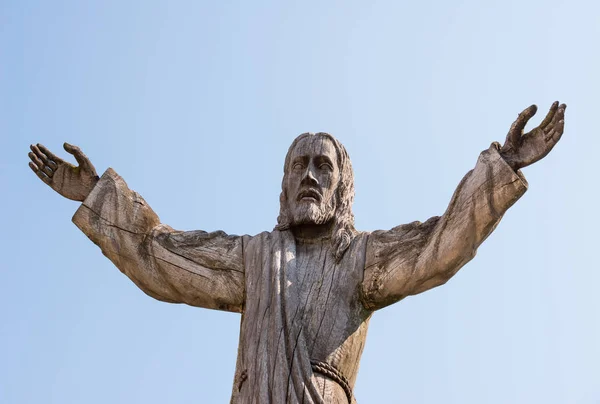 Estatua Madera Jesucristo Colina Las Cruces Siauliai Lituania Hill Crosses — Foto de Stock