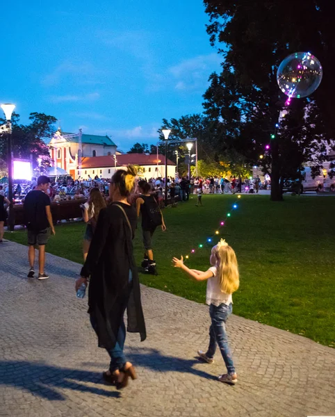 Lublin Poland Jul 2018 Led Transparent Balloon Multi Colored Luminous — Stock Photo, Image