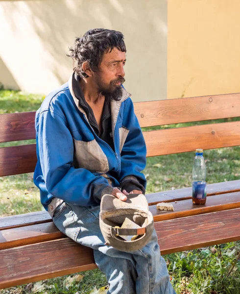 Homeless Man Street City Senior Beggar — Stock Photo, Image