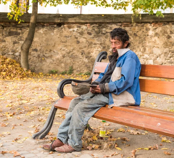 Homeless Man Street City Senior Beggar — Stock Photo, Image