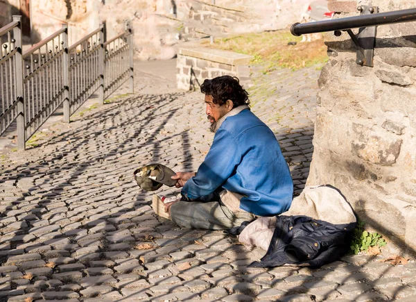 Homeless Man Street City Senior Beggar — Stock Photo, Image