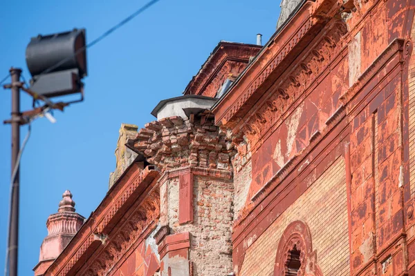 Oezjhorod Oekraïne Februari 2019 Detail Van Verwoeste Gevel Van Een — Stockfoto