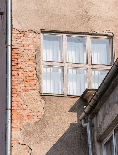 Detail Ruined Facade Historic Building — Stock Photo, Image