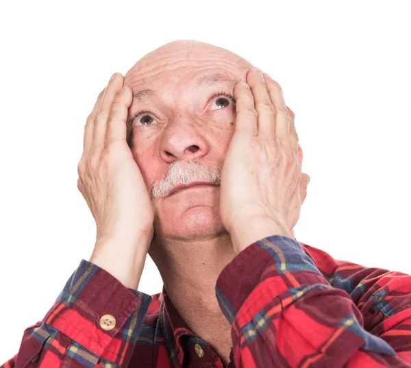 Gezondheidszorg, pijn, stress en leeftijd concept. Zieke oude man. Senior — Stockfoto