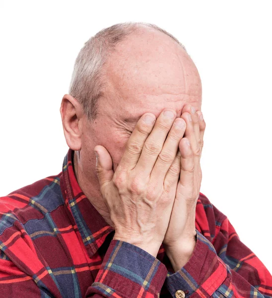 Healthcare, pain, stress and age concept. Sick old man. Senior — Stock Photo, Image