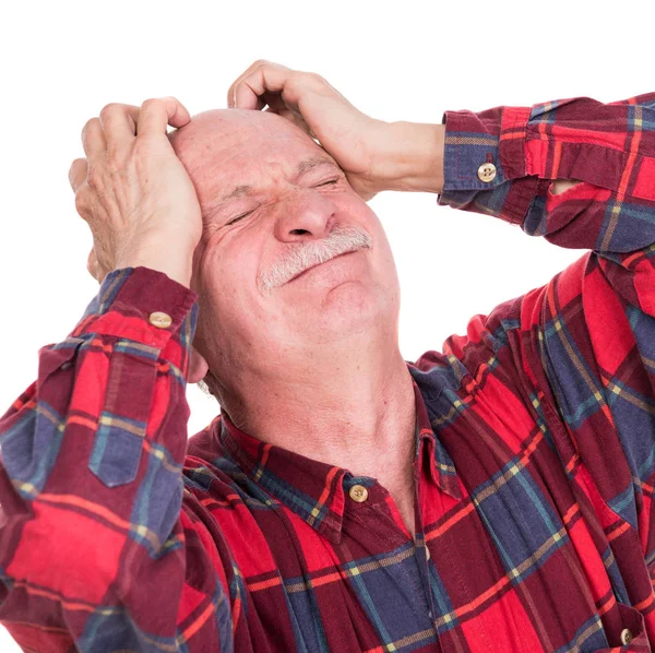 Healthcare, pain, stress and age concept. Sick old man. Senior — Stock Photo, Image