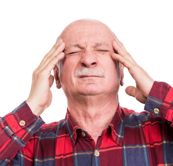 Healthcare, pain, stress and age concept. Sick old man. Senior — Stock Photo, Image