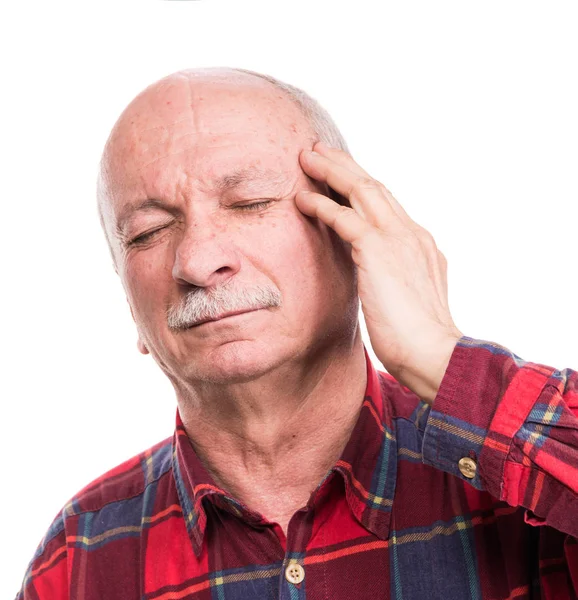 Atención médica, dolor, estrés y concepto de edad. Viejo enfermo. Mayores —  Fotos de Stock