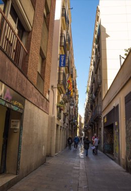 Barselona, Ispanya-Şubat, 22 2019: tipik küçük Stree görünümü