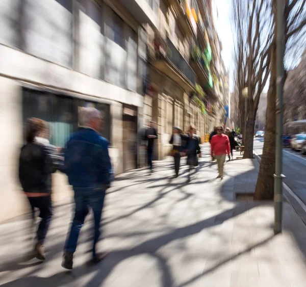 Busy city people going along the street. Intentional motion blur — Stock Photo, Image