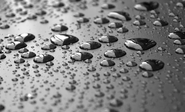 Close-up waterdruppels op metalen oppervlak kunnen worden gebruikt voor webdesign — Stockfoto