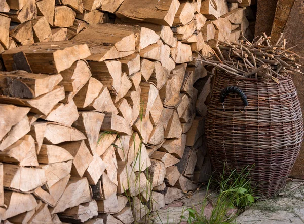 Pile of wood logs ready for winter — Stock Photo, Image