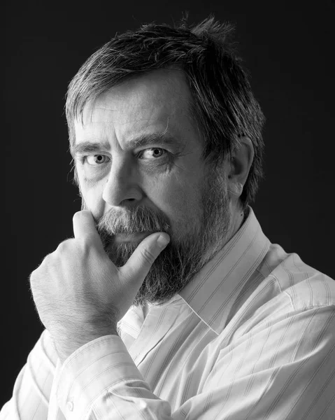 Portrait Bearded Elderly Man Posing Studio — Stock Photo, Image