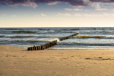 Letonya 'da Baltık Denizi kıyısında. Tipik Baltık deniz manzarası