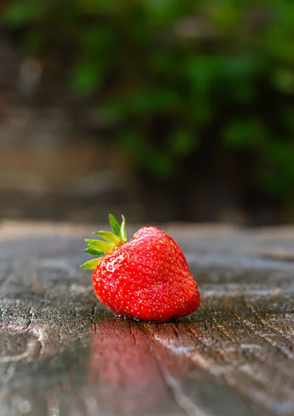 Fresh Organic Strawberry Old Wooden Background — Stock Photo, Image