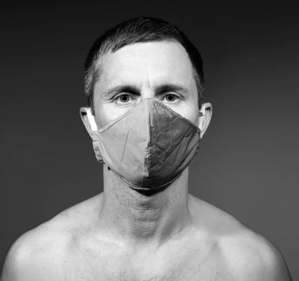 Концепція Охорони Здоров Медицини Портрет Людини Захисній Масці Запобігання Коронавірусу — стокове фото