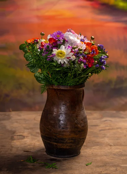 Beautiful Bouquet Bright Flowers Vase — Stock Photo, Image