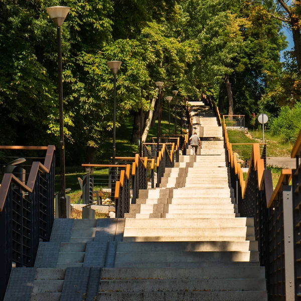 Escaleras Largas Parque Verde Gdansk Morena — Foto de Stock