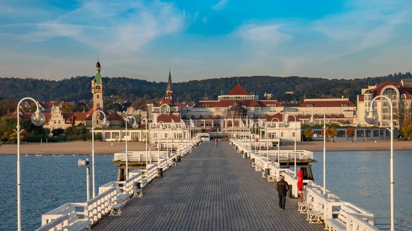Die Seebrücke Von Sopot Und Wunderschöne Stadtansichten Von Sopot Polen — Stockfoto