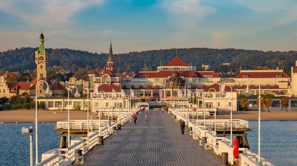 Die Seebrücke Von Sopot Und Wunderschöne Stadtansichten Von Sopot Polen — Stockfoto