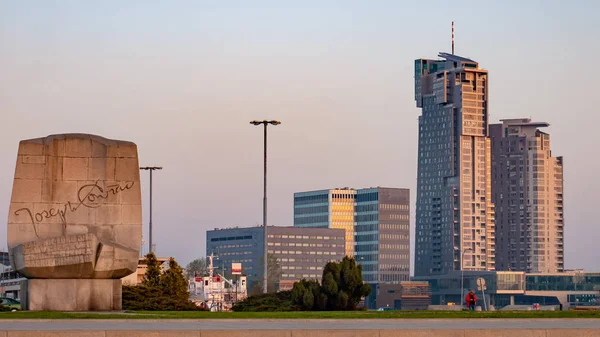 Promenade Kosciuszko Sur Place Gdynia Monument Joseph Conrad Sea Towers — Photo