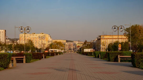 Promenade Kosciuszko Sur Place Gdynia Tôt Matin Printemps — Photo