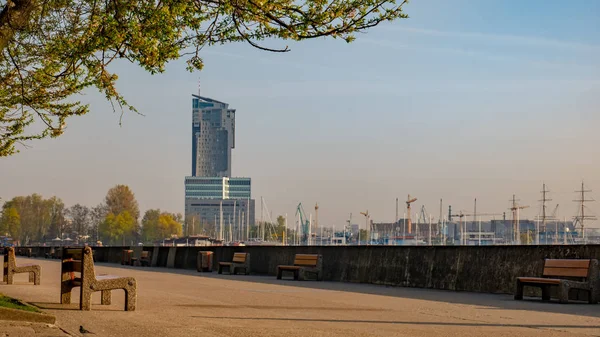 Boulevard Bord Mer Gdynia Matin Promenade Incroyable Béton Près Plage — Photo