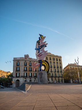 Barselona, İspanya. Mayıs 11, 2019. Barselona'da Barselona'nın başı heykeli