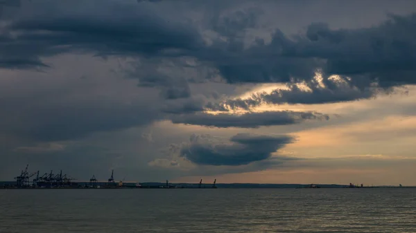 Dark Clouds Seaport Gdansk Stock Image