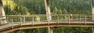 Çek Cumhuriyeti 'ndeki Krkonoe Ulusal Parkı' nda yaz yürüyüşü.