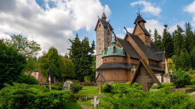 Norveç ahşap tapınağı Wang Karpacz, Polonya 'da.