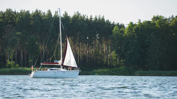 Lake Polska Masurien Segelbåtar Solig Dag Stockbild