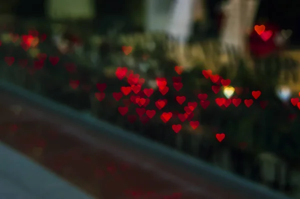Bokeh garland kalp salonu penceresi vitrin parlama arka plan doku defocus