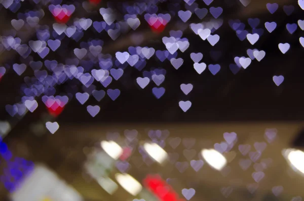 Bokeh garland kalp salonu penceresi vitrin parlama arka plan doku defocus